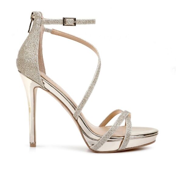 BRAND NEW JEWEL BADGLEY MISCHKA GALEN PLATFORM GLITTER EVENING SHOE - Picture 1 of 16